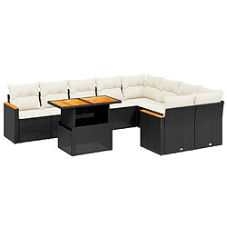 Maison Chic Salon de jardin 10 pcs avec coussins, Ensemble Tables et chaises d'extérieur noir résine tressée -GKD273742