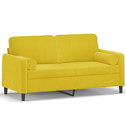 vidaXL Canapé 2 places avec oreillers décoratifs jaune 140 cm velours