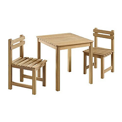 Ensemble repas de jardin pour enfant - table carree 65x65cm et 2 chaises - En bois - Pour enfant