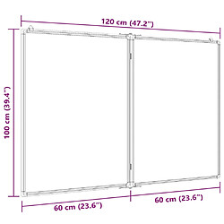 vidaXL Tableau blanc magnétique pliable 120x100x1,7 cm aluminium pas cher