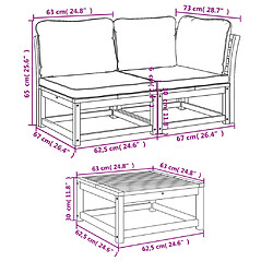 vidaXL Salon de jardin avec coussins 9 pcs bois massif d'acacia pas cher