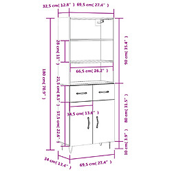 vidaXL Buffet haut Sonoma gris 69,5x34x180 cm Bois d'ingénierie pas cher