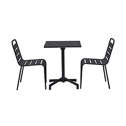 Mes Ensemble table de jardin carrée + 2 chaises en métal gris - BACA