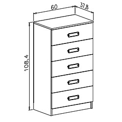 Pegane Chiffonnier , meuble de rangement coloris puccini, andersen- Longueur 60 x Profondeur 37,80 x Hauteur 108 cm