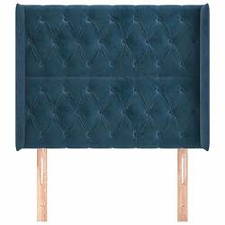 Avis Maison Chic Tête de lit scandinave avec oreilles,meuble de chambre Bleu foncé 103x16x118/128 cm Velours -MN40578