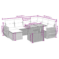 Avis vidaXL Salon de jardin 8 pcs avec coussins noir résine tressée