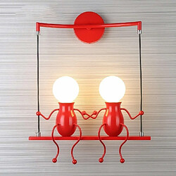 Stoex Rouge Moderne Lampe Murale Double E27 Douille Applique Créatif Simplicité Design Petite Personne Créatif E27 Luminaire pour Chambre d'enfant Couloir Décoratives Eclairage Cuisine Loft Bar