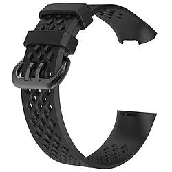 Shot Bracelet Sport pour FITBIT Charge 4 Taille S 95-103mm Petit Poignet Silicone (NOIR)