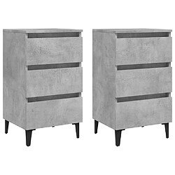 Maison Chic Lot de 2 Tables de chevet,Table de nuit,Table d'appoint pour salon pieds en métal - Gris béton 40x35x69 cm -MN73985