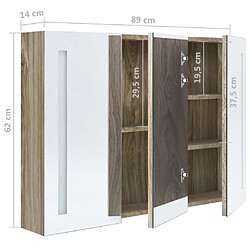 vidaXL Armoire de salle de bain à miroir LED 89x14x62 cm chêne pas cher