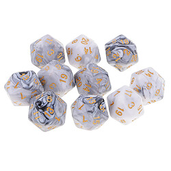 Avis 10 Pcs 20 Faces Dés D20 Polyédrique Dés Pour Donjons Et Dragons Jeux De Table Blanc Gris