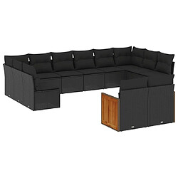 Maison Chic Salon de jardin 12 pcs avec coussins, Ensemble Tables et chaises d'extérieur noir résine tressée -GKD553442