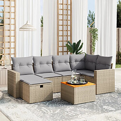 vidaXL Salon de jardin avec coussins 7pcs mélange beige résine tressée 