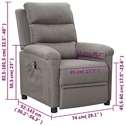 vidaXL Fauteuil inclinable électrique Gris clair Tissu pas cher