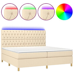 vidaXL Sommier à lattes de lit et matelas et LED Crème 200x200cm Tissu