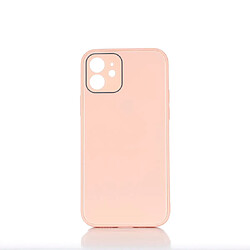 WE Coque de protection GLASS APPLE IPHONE 12 Rose poudré: Effet vernis contour mat anti-chocs anti-rayures - rigide 