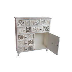 Pegane Commode en bois avec 8 tiroirs et 1 porte - Largeur 99,7 x Hauteur 108 x Profondeur 34 cm