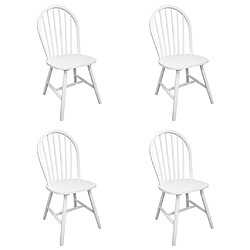 Decoshop26 Lot de 4 chaises de salle à manger cuisine design classique bois d'hévéa solide blanc CDS021229 