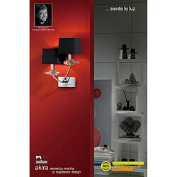 Luminaire Center Applique murale Akira avec interrupteur 2 Ampoules E14, chrome poli avec Abat jour noirs