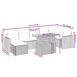 Avis vidaXL Salon de jardin avec coussins 8 pcs beige résine tressée