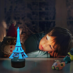 Acheter Universal Tour Eiffel Lumière 3D Illusion Décoration de chambre à coucher Lumière LED avec télécommande 16 variations de couleur Cadeau d'anniversaire de style parisien, (noir)