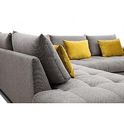 Avis Courtois Laville Canapé d'angle gauche 5 places tissu graphite et jaune - BERRY