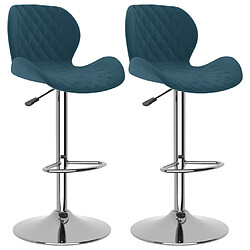 vidaXL Tabourets de bar lot de 2 bleu velours