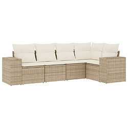 vidaXL Salon de jardin avec coussins 5 pcs beige résine tressée