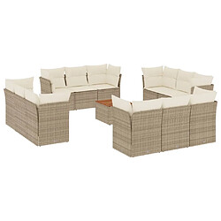 vidaXL Salon de jardin avec coussins 13 pcs beige résine tressée