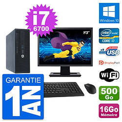 PC HP 400 G3 SFF Ecran 19" Intel i7-6700 RAM 16Go Disque 500Go Windows 10 Wifi · Occasion 