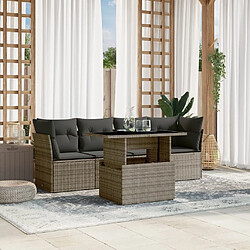 vidaXL Salon de jardin 5 pcs avec coussins gris résine tressée 