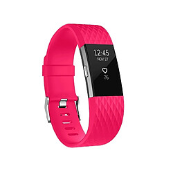 Wewoo Bracelet pour montre connectée Dragonne sport réglable à motif losanges FITBIT Charge 2 rouge 