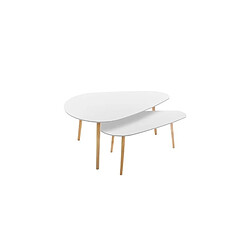 Atmosphera, Createur D'Interieur Lot de 2 tables de café Mileo Blanc - Atmosphera