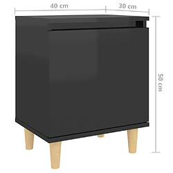 vidaXL Tables de chevet pieds en bois 2 pcs Noir brillant 40x30x50 cm pas cher