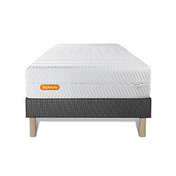 Septnuits Ensemble Memo Bio 90 x 200 cm Matelas + sommier gris 90x200 Memo Bio Mousse à mémoire de forme 5 zones de confort Maxi épaisseur Déhoussable