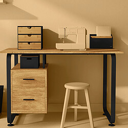 Avis Pegane Organiseur de bureau, rangement de bureau en bois coloris noir - Longueur 25 x Profondeur 9 x Hauteur 16 cm