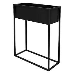 ML-Design Support pour Fleurs en Métal Noir, 60x25x78 cm, Debout, Support Rectangulaire pour Cache-pot Plantes, Intérieur/Extérieur, Moderne, Design Jardinière Surélevée, Porte-fleurs Stable avec Bac 