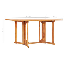 vidaXL Table pliable de jardin papillon 150x90x75 cm Bois teck solide pas cher