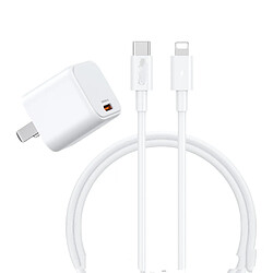 General Chargeur iPhone Apple Block USB C Fast, câble USB C vers Lightning de 0,9 m pour iPhone13/14/14 plus/12/pro/pro max/11/Air pods pro/iPad air 3/min4(Blanc)