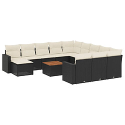 Maison Chic Salon de jardin avec coussins 13 pcs | Ensemble de Table et chaises | Mobilier d'Extérieur noir résine tressée -GKD37815