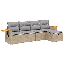 vidaXL Salon de jardin avec coussins 5pcs mélange beige résine tressée