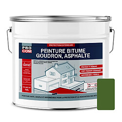 PRO COM Peinture bitume, résine sol enrobé bitumeux, asphalte, goudron, macadam PROCOM-10 litres-Vert foncé (RAL 130 40 30)