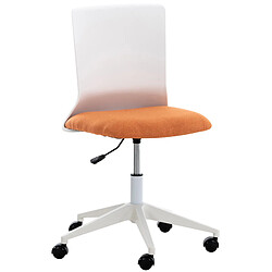 Decoshop26 Chaise de bureau sur roulettes moderne pivotante hauteur réglable plastique blanc et tissu orange BUR10491