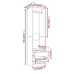 vidaXL Armoire avec tiroirs Sonoma gris 50x50x200 cm Bois d'ingénierie pas cher