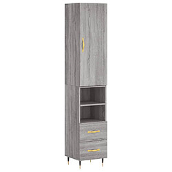 vidaXL Buffet haut Sonoma gris 34,5x34x180 cm Bois d'ingénierie