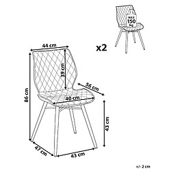 Avis Beliani Chaise de salle à manger LISLE Set de 2 Tissu Marron doré