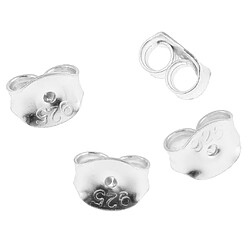 Avis Paquet de 4 pièces Boucle d'oreille en métal sterling 925 avec support de sécurité en argent