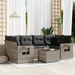 vidaXL Salon de jardin avec coussins 7 pcs gris clair résine tressée