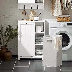 SoBuy BZR105-W Armoire à Linge avec Sac à Linge, Coffre à Linge, Corbeille à Linge, Panier à Linge Amovible, Meuble Bas de Salle de Bain