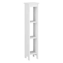 Helloshop26 Meuble colonne pour salle de bain meuble de rangement avec 3 étagères de stockage ouverts bois composite 80 x 17 x 17 cm blanc 03_0005828